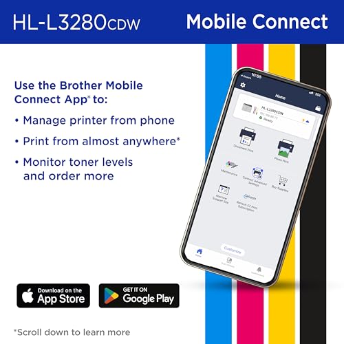 Brother HLL3280CDW Wireless Compact Color Laser Printer, Duplex, Mobile Printing & Ethernet | Includes 2 Month Refresh Subscription Trial¹, Amazon Dash Replenishment Ready (Renewed Premium)