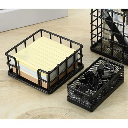 3 Pack Metal Sticky Note Holder Square Black Desk Organizer for Office Dorm