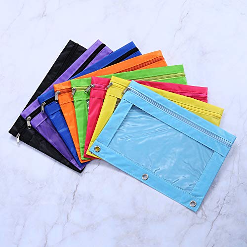 Boao 24 Pcs Pencil Pouch for 3 Ring Binder Bulk, Zipper Bags 10 x 7 Inch