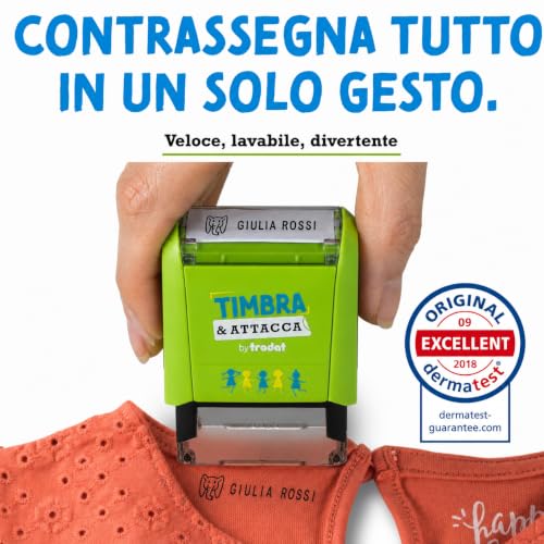 Trodat Stamp Je Marque mes P'tites Affaires – Mark Your Children's belongings with a Complete and adapted kit – Labels + Letters with Drawings – Ideal for Marking Clothes