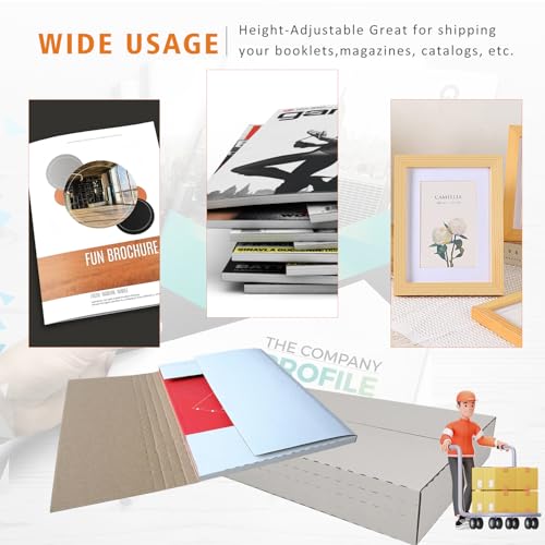 CH-BOX 150 Pack 12-1/8" x 9-1/8" x 2" Corrugated Easy-Fold Mailer, Height Adjustable, White (EM1292-150)