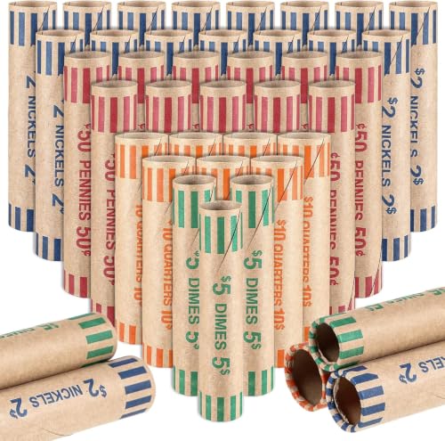 512 Pieces Assorted Coin Wrappers Rolls Preformed Coin Wrappers Coin