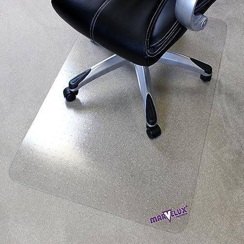 Marvelux Thick Polycarbonate Chair Mat for Plush Pile Carpets, 48” x 60”