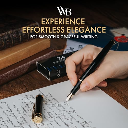 Wordsworth & Black Luxury Fountain Pen Set for Writing, Medium Nib, Black
