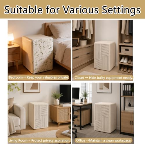 WGEDDP Concealed Safe Dust Cover Disguise, Brushed Fabric Dustproof Storage Covers with Elastic Fit, Decor Anti-Scratch Safe Lock Box Cover Protective for Home/Office(B,31x20x20 cm/12.2x7.9x7.9)