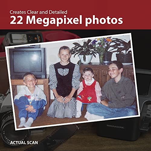 Magnasonic All-in-One 24MP Film Scanner with Large 5" Display & HDMI, Converts 35mm/126/110/Super 8 Film & 135/126/110 Slides into Digital Photos, with Bonus 32GB SD Card (FS71)