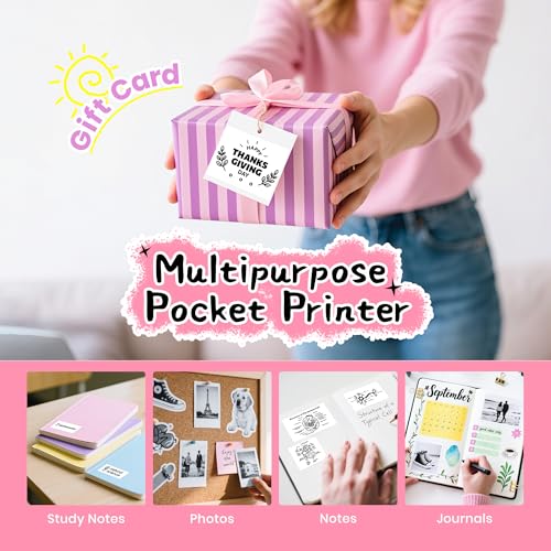 TYPONOS Mini Sticker Printer, PM290 Sticker Maker Machine with 3 Rolls Paper