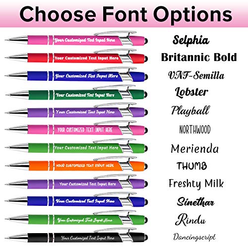 Betenshtresk Up to 150 Pcs Personalized Ballpoint Pen Custom Pens Free Engraved Bulk with Name Logo Soft Black Ink Stylus with Touch Metal Office Gift for Anniversaries Graduations Birthdays