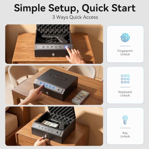 Gun Safe,Biometric Fingerprint Gun Safe for Handgun Pistol Safes CTSAFEPRO
