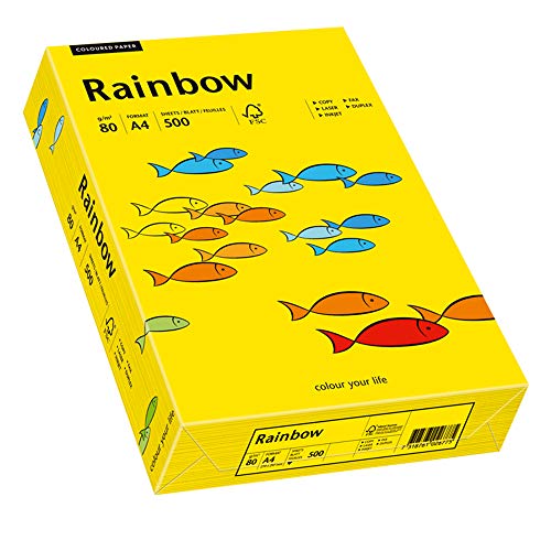 Schneidersöhne 88042387, Multi-Purpose Paper Rainbow, Coloured Paper, A4, 80 g/m2, 500 Sheets, Intensive Yellow