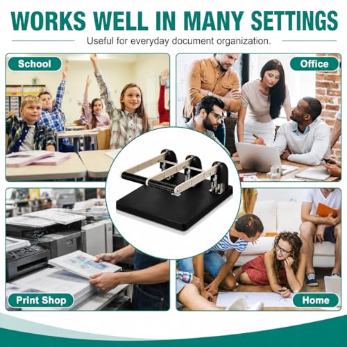 3 Hole Punch Heavy Duty, 150 -Sheet Three Hole Punch with Labor Saving Handle, Paper Feed Depth 12mm, Long-Lasting Durability, for Offices, Families, Study Rooms, Print Shops