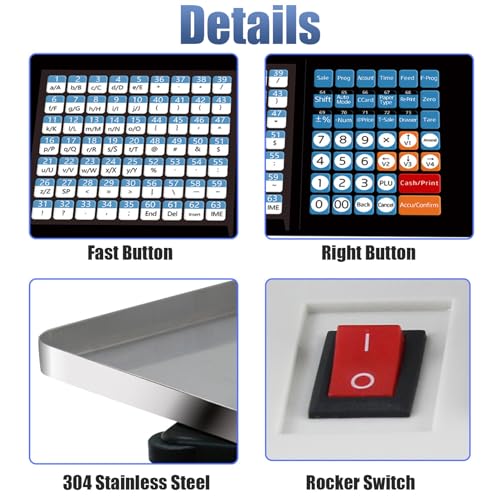 UMJIGF Digital Price Label Printing Scale, Electronic Weight Calculator Barcode Scales, Electronics Barcode Thermal Printer, for Supermarket/Retail Store,Machine+Cashbox,Machine+Scanner
