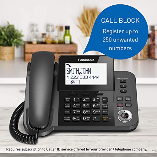 Panasonic 6.0 Dect Corded Plus 2-Cordless Handset Phone Telephone Black