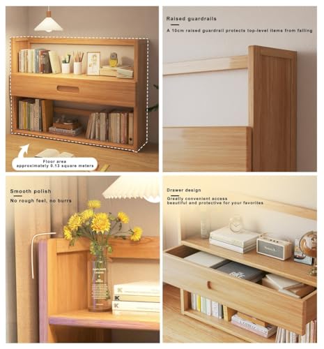 TBQATNTS Desktop Bookshelf Desk Hutch, 2/3 Tier Wood Organizer with Open Shelves, Countertop Storage and Display Rack for Dorm Rooms, Home Office, and Study Areas,Walnut 2 Tier,19.6in