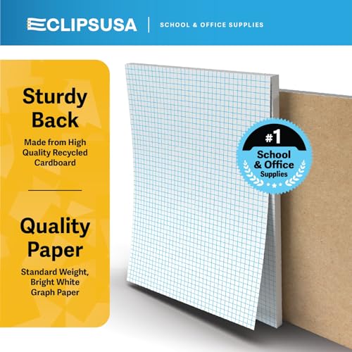 E-CLIPS USA Graph Paper Pad, Graph Paper Notebook, 4 x 4 An Inch Quad Ruled Graph Paper Pad, Graph Paper Pads 8.5 x 11, Drafting Paper, 50 Sheets Per Pad (48 Pack)