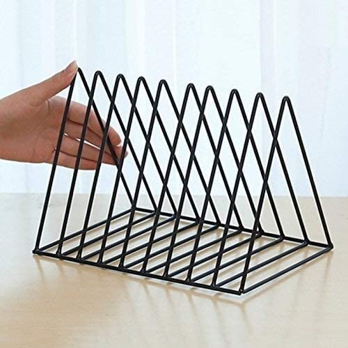 XIADENGLAN Large Capacity Bookshelf Iron Geometry Newspapers and Magazines Storage Rack Home Decor Shelf-Black