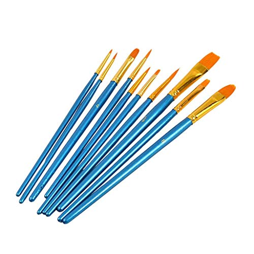 HBJWOV 10 Pcs Artist Paint Brush Set Nylon Hair Watercolor Acrylic Oil Painting Brushes Drawing Art Supplie