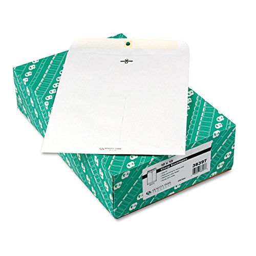Quality Park Clasp Envelopes, Gummed, White, 10 x 13, 100 per Box, (38397)