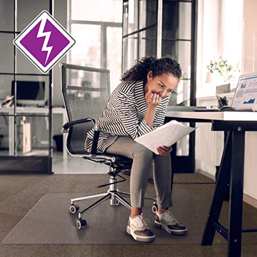 Floortex® Anti-Static Vinyl Rectangular Chair Mat for Carpets up to 3/8" - 48" x 60"