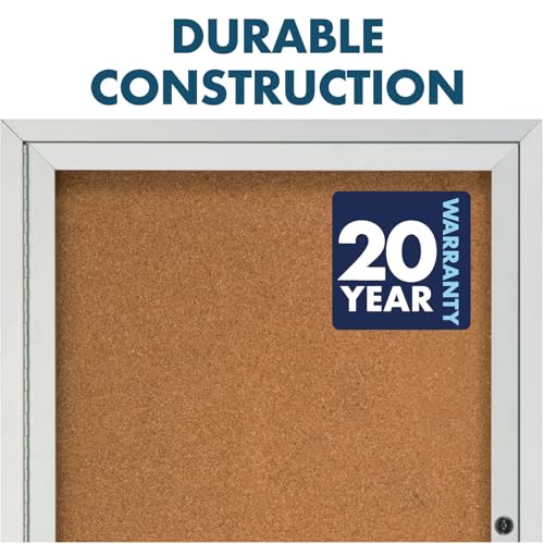 Quartet Bulletin Board, 2' x 3' Enclosed Cork Notice Board, Lockable Swing Door, Weather Resistant Aluminum Frame (2121)