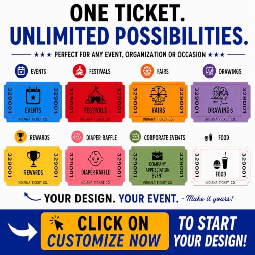 Custom Printed Raffle Tickets, 1x2 Single Roll