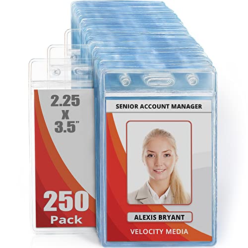 2.25x3.5 Vertical ID Card & Name Badge Holder - Resealable, 250 Pack