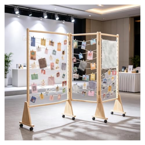 WWZHYX Small Wooden Display Rack No Wall Mount, Mobile Booth on Wheels