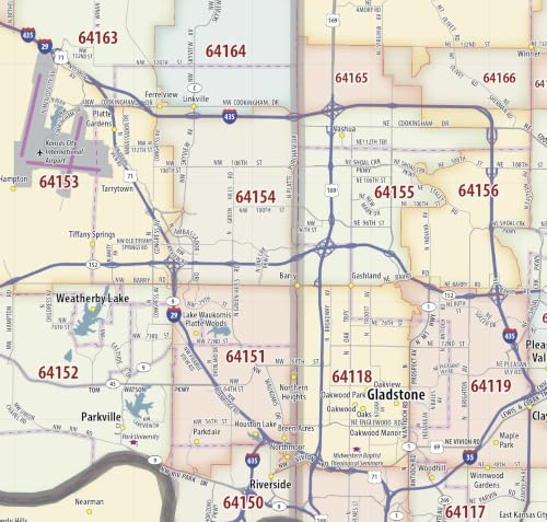 CartoTerra Kansas City Metro Area ZIP Code Map (48” wide x 32” high)