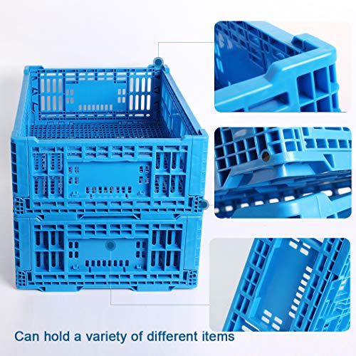 QTJH Collapsible Storage Bin Containe， 52 Liter Transfer box,crate Transit storage of various items (23.6" L x 15.7" W x 8.6" H-two)