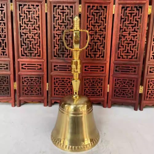 YTDJJWLS 20cm Pure Copper Hand-held Shaking Bell Copper Bell Living Room Home Film and Television Props, Yellow