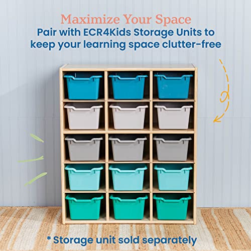 ECR4Kids Scoop Front Storage Bin, Multipurpose Organization, Contemporary, 15-Piece