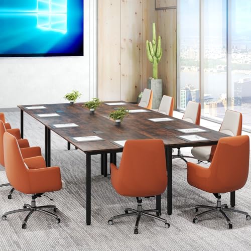 LDAILY 6ft Conference Table, 71"x35.5" Large Meeting Table with Sturdy Metal Legs & Cable Grommet, 8-10 People Conference Room Table for Training Space, Boardrooms, Collaborative Zones (1)