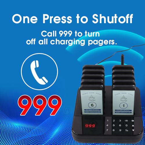 AGJ Restaurant Pager 10 Beepers Wireless Calling System Guest Customer Queue Pagers for Food Court Food Truck Church Nursery Clinic Coffee Shop with Buzzer Vibration Flash