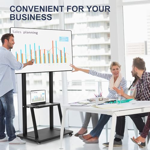 Maiproo Rolling TV Stand with Wheels for 32-75 Inch Heavy-Duty Mobile TV Cart LCD LED OLED Flat Panel Screens Smartboard Holds up to 100lbs Portable TV Stand on Wheels with Shelf Height Ajustable