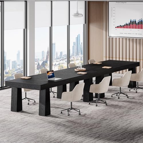 Tribesigns 5ft Conference Table, Heavy Duty Rectangular Modern Industrial Meeting Table with 4 Tapered Legs for Office, Black Workstation for Home or Business (1, Black)