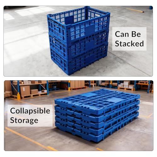 10PCS Collapsible Storage Crates, 52L/14Gal Foldable Plastic Crates