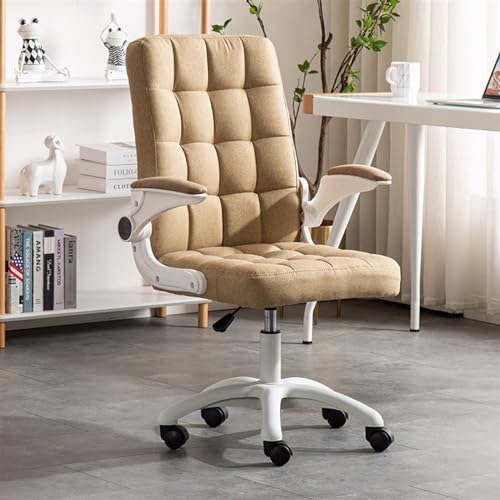 Ergonomic Office Chair Fabric Office Chair Study Medium Back Swivel Seat Office Chair ﻿(Khaki)