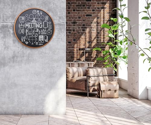 Better Office Products Round Magnetic Chalkboard with Wooden Frame for Office and Home, 18x18 inches with Mounting Hardware, 4-Piece Chalk Set, and Eraser Included (Rustic Brown)