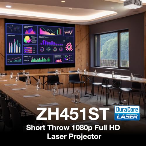 Optoma ZH451ST – Full HD 1080p, 4,200 Lumens, DuraCore 30,000-Hour Laser, Golf Simulator & Business Ready, HDR Compatible, Short Throw Laser Projector