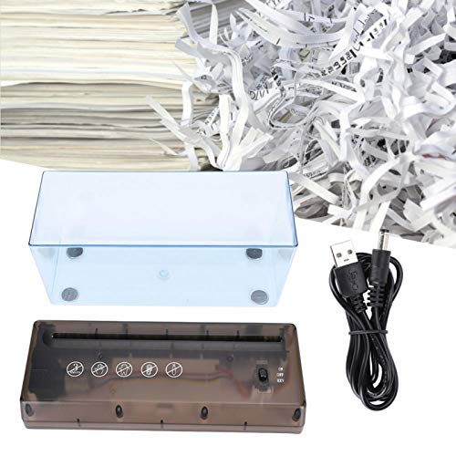 KUIDAMOS 2 Sheets Capacity Strip-Cut Paper Mini Cross Paper and Credit Card Shredder Non-Slip Silicone Pad USB for Small Home Office Use