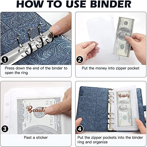 GFHSKRPL A6 PU Leather Budget Binder Refillable Notebook for A6 Filler Paper, Loose Leaf Personal Planner Cover with Magnetic Buckle(D)