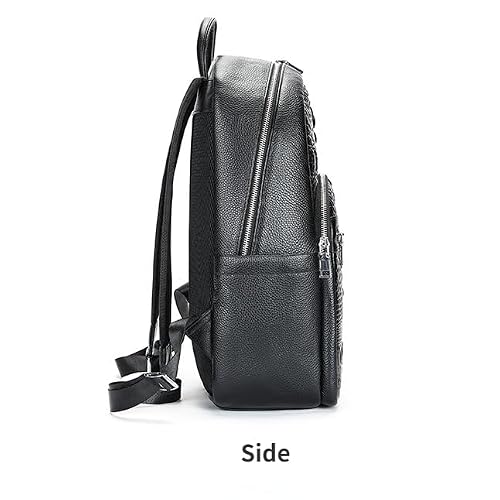 seegeeneey Genuine Leather Backpack Purse,Satchel for Men 15'' Laptop Bag Briefcase Handbag Tote Travel Bag Crocodile (Black 1:with draw-bar strap)