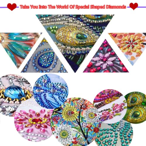 3Pcs Special Shape Rose Bouquet Diamond Art Bookmark for Book Lovers (A)