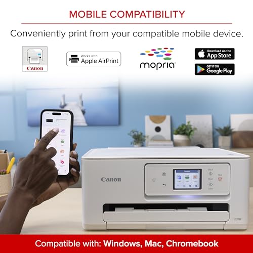Canon PIXMA TS7720 Wireless All-in-One Color Inkjet Printer – Print, Copy, Scan – Auto Duplex, 15/10 PPM, 2.7” Touchscreen, Compact Home Photo Printer with Easy Setup