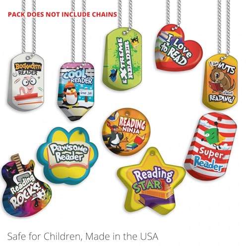 Brag Tags Student Reading Incentives Value Pack: 500 Colorful, Waterproof, Reading Encouragement Tags (50 Tags for Each Shape)