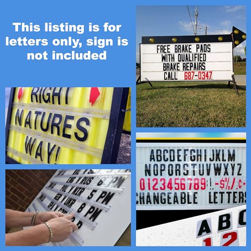 Changeable Outdoor Sign Flexible Letters for Portable Roadside Signs & Reader Boards | Block Style | 8" on 9-7/8" Black Letters/Red Numbers | 290 Count Set