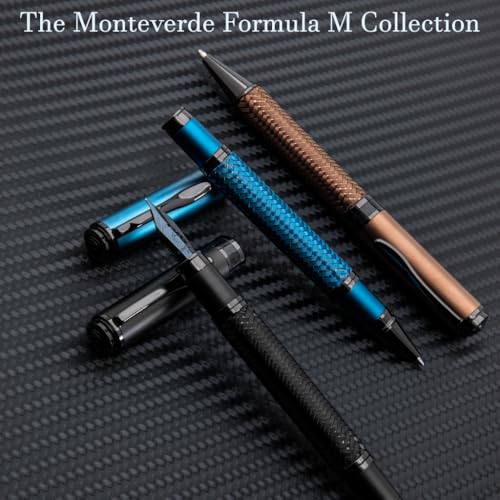 Monteverde Innova Formula M Fountain Pen, Blue - Medium Nib, Luxury Pen with Durable PVD Coating, Refillable, JoWo Stainless Steel Nib, Premium Gift Box