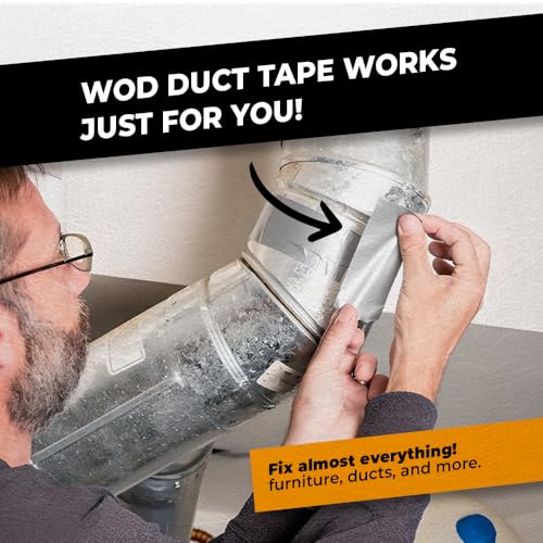 WOD DTC9 Commercial Grade Black Duct Tape, Waterproof - for Crafts, Home Improvement Projects, Repairs, & Maintenance 4 in. x 60 ft. (Pack of 12)