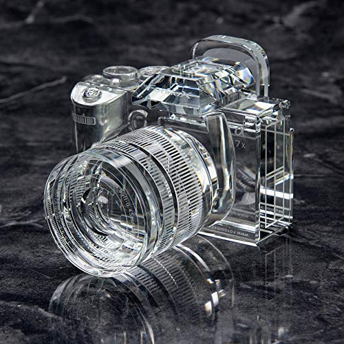 Fotodiox Crystal Camera - 9/10 Sized Replica of an a7 w/ 28-70mm OSS Lens; Paperweight, Book Shelf, Bookends