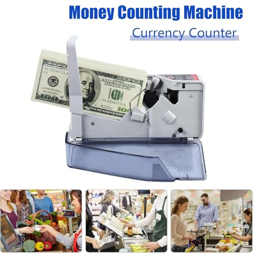 Portable High-Speed Money Counter 600 Sheets/Min, Dual Power Cash Counting Machine for Office & Retail